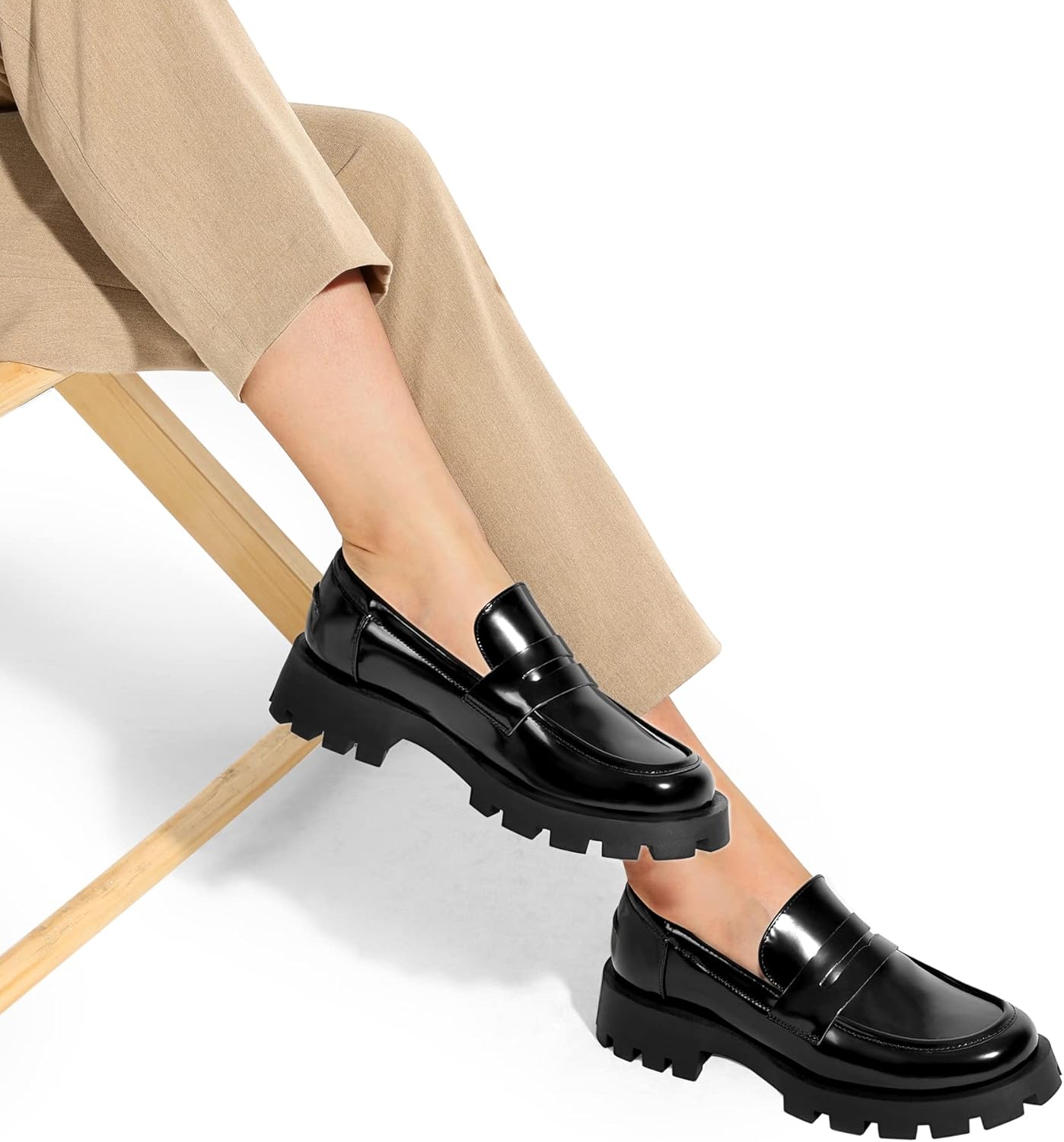 DREAM PAIRS Womens Loafers, Lug Sole Slip On Platform Chunky Penny Loafers for Women Dressy and Work, Business Casual Shoes for Women - Image 6