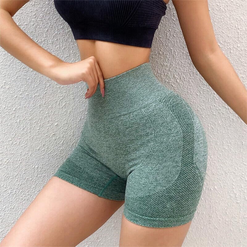 Image of Gym While This Exercise Seamless Yoga Stretch Butt Yoga Sport Fitness Exercise for Women Stretchy Women's High Waist Shapeware Shorts Butt Lift Workout Athletic Tummy Control