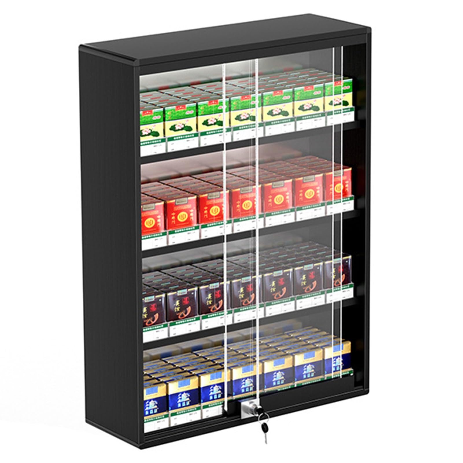 Expositor de cigarrillos, estantes de exhibición para tiendas minoristas, supermercados y mercados, vitrina de exhibición de cigarrillos de pared, organizador d,Black-17.52x6.81x23.62in/44.5x17.3x60CM