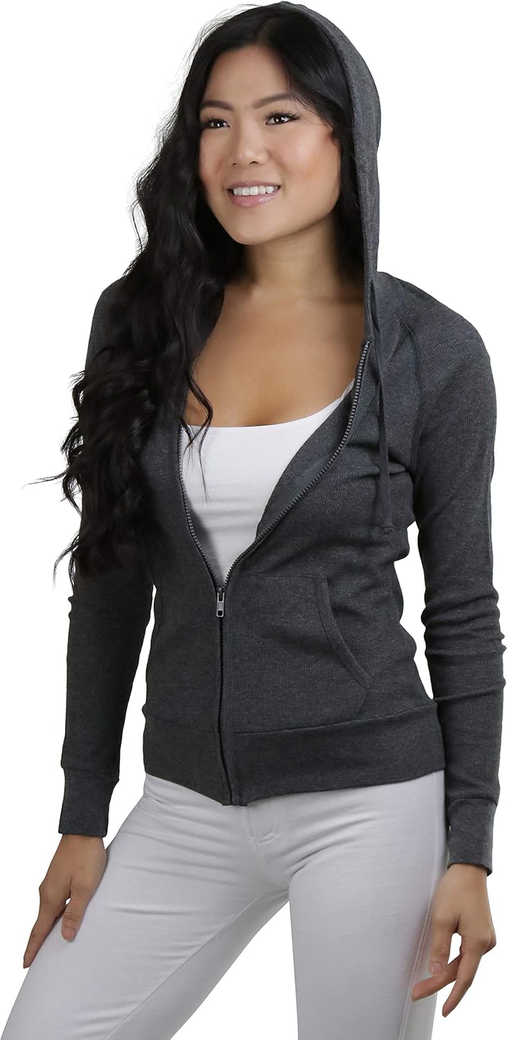 ToBeInStyle Women's Long Sleeve Full Zip-Up Thermal Hoodie - Image 6