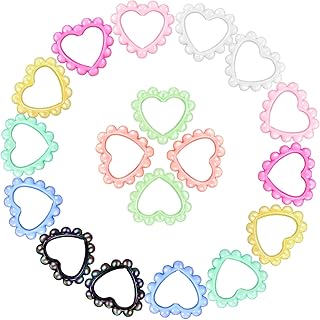 [YARNOW] 18個入りアクリル製ハート型フォーカルフレーム 穴付きビーズフレーム ジュエリー作り用DIYアクセサリー キーホルダーやクラフ