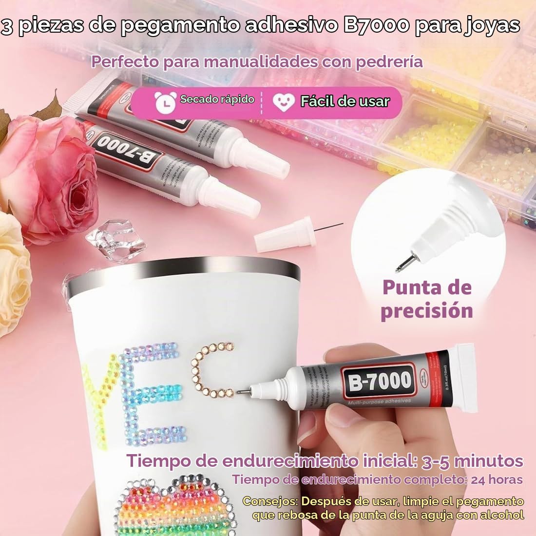 40 colores 32000 piezas de diamantes de imitación de jalea de resina para escarabajos, piedras de grano plano de 3 mm para manualidades con 3 piezas de pegamento de 10 ml, kit de bedazle de