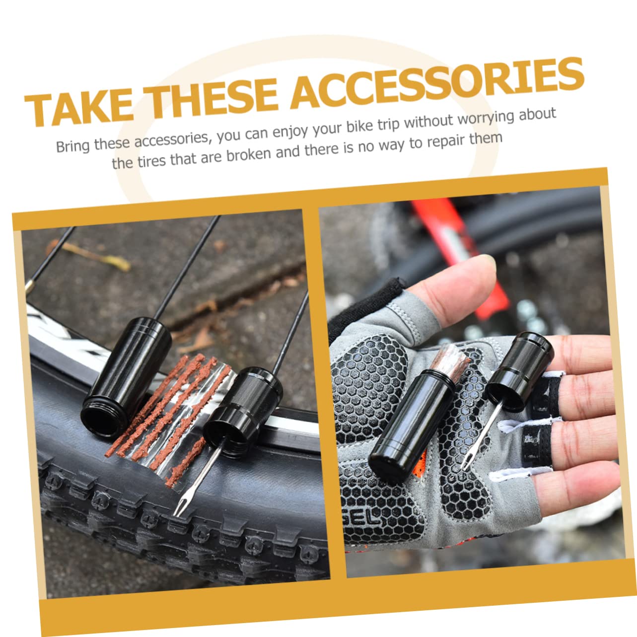 SOESFOUFU 5 Sets Quick Tire Repair -in-one Bike Tire Repair Kit Professional Plugs Rubber Strip String