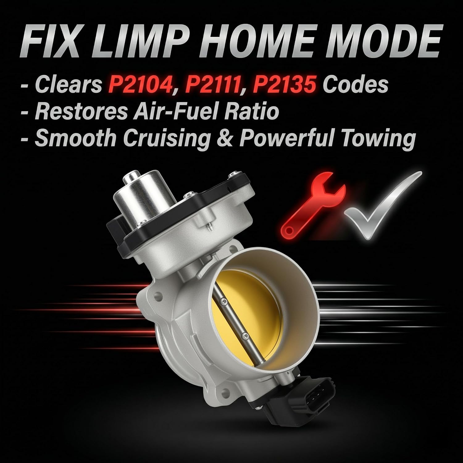 Electronic Throttle Body Assembly S20001 Compatible with Ford F-150 F-250 Expedition Lincoln Navigator 5.4L V8 - Replaces 8L3Z-9E926-A 977-160 w/TPS Sensor