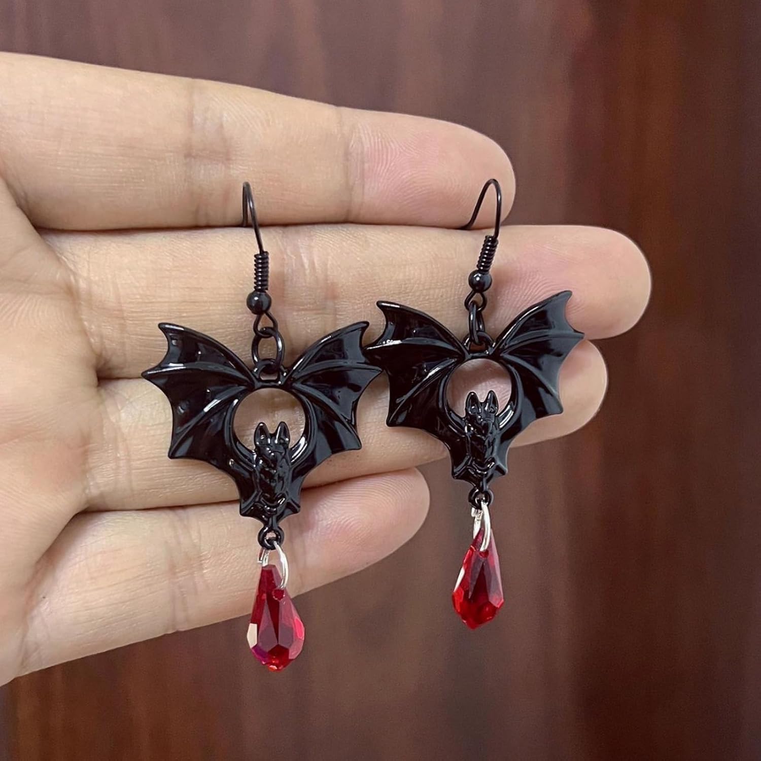 Gothic Bat Earrings Goth Earrings for Women Vintage Vampire Earrings Punk Style Black Red Crystal Bat Earring Victorian Halloween Vampire Jewelry Goth Accessories Gothic Jewelry Gifts for Women - Image 5