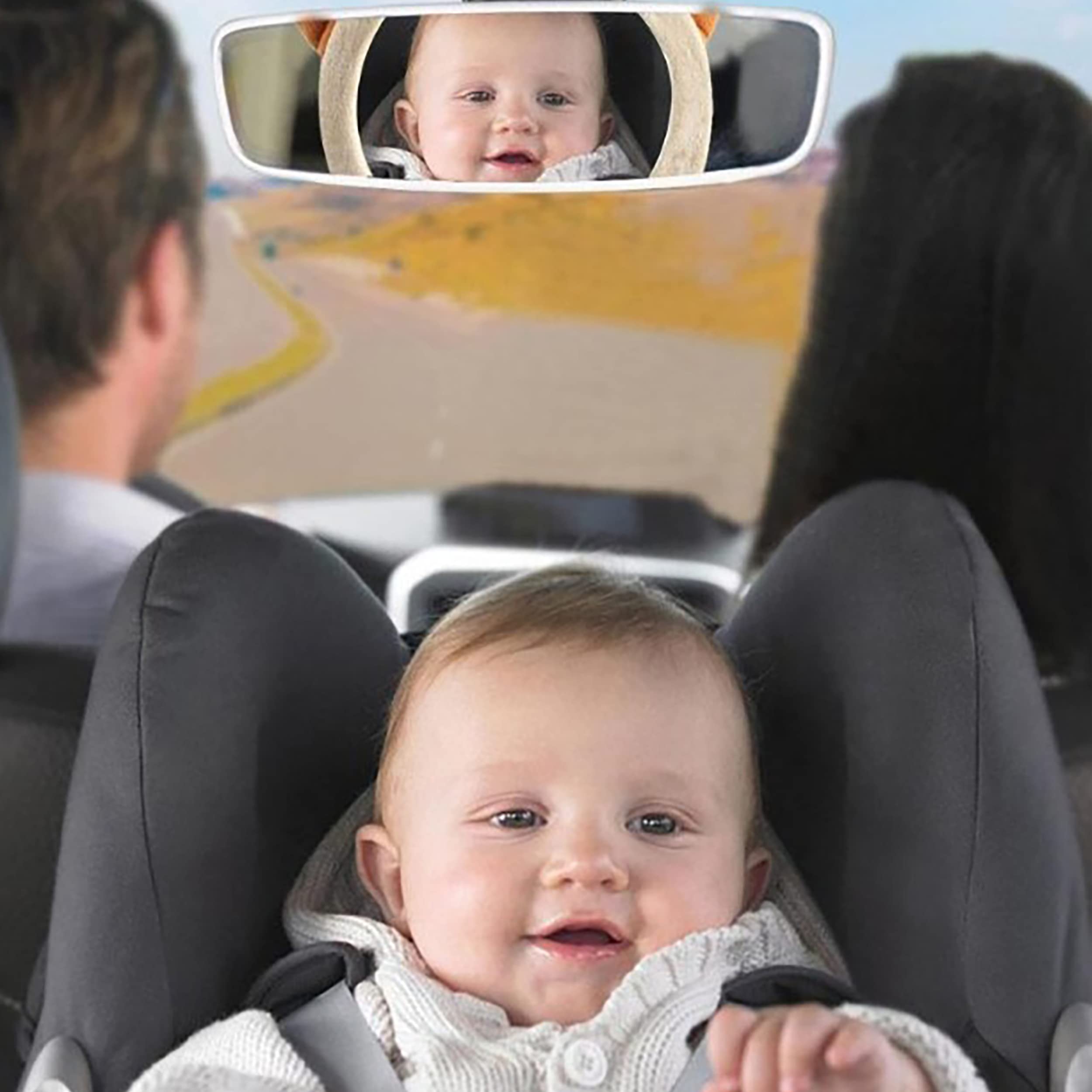 Espejo Coche Bebé Asiento Trasero de Osito de Peluche. Espejo Retrovisor de Bebé para los Asientos Traseros. Accesorio de Coche Universal. Seguro y Fácil de Instalar