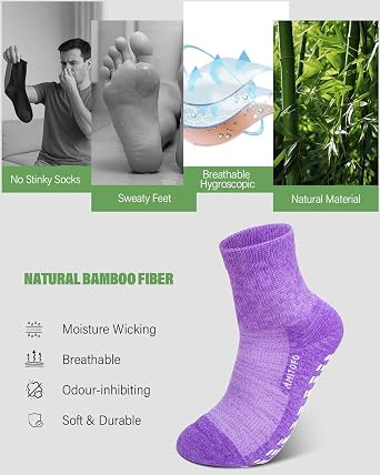 Diabetic Socks for Women Men: Bamboo Soft Top Slipper Sock 4 Pairs