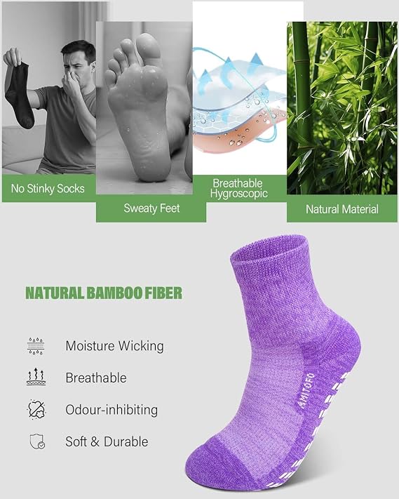 Diabetic Socks for Women Men: Bamboo Soft Top Slipper Sock 4 Pairs