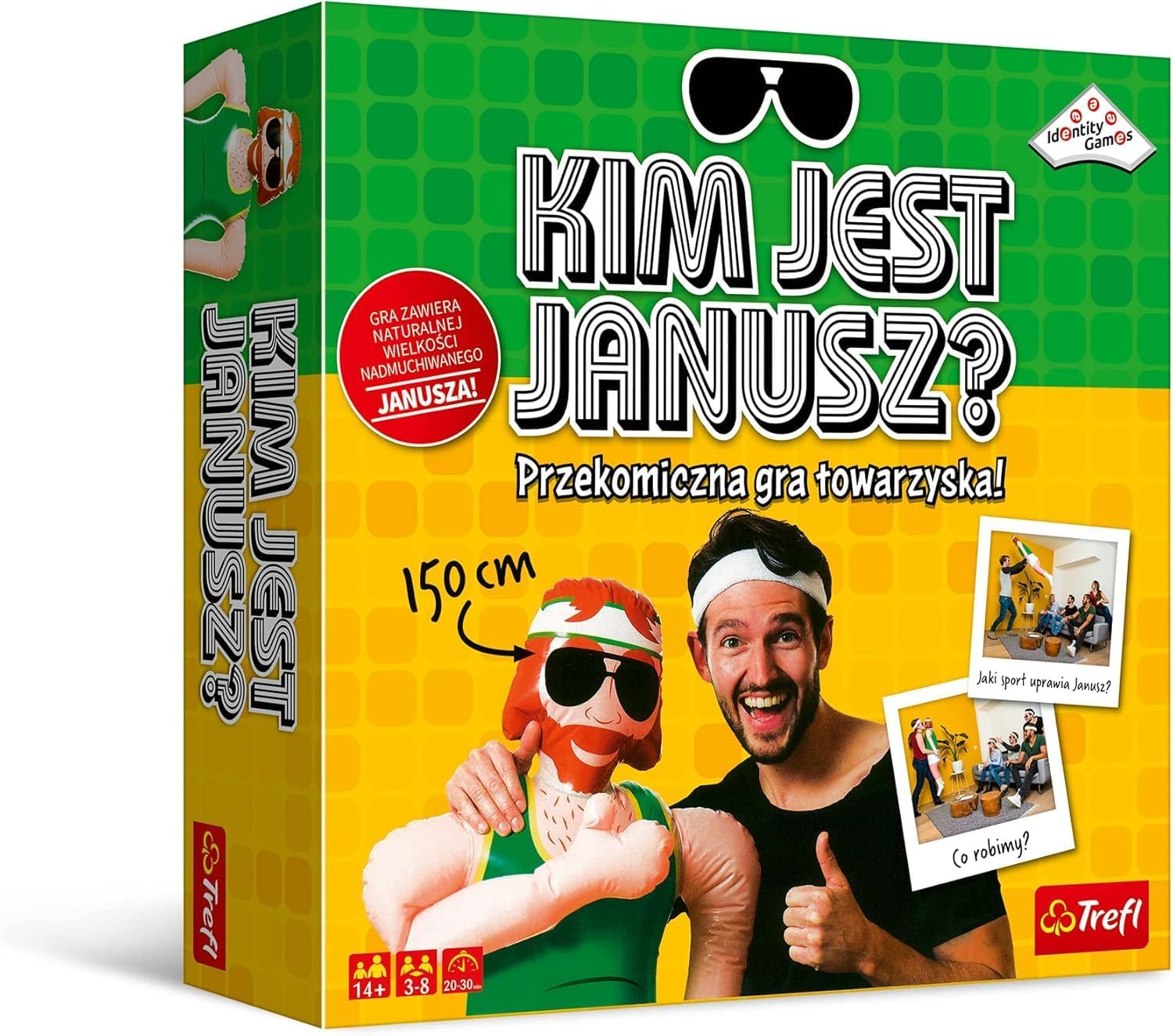 Trefl - Who is Janusz? - Friendly Password Guessing Game, Inflatable Doll 150cm, Hilarious Party Game, House, Entertainment for The Evening, Adults and Youth from 14 Years Old