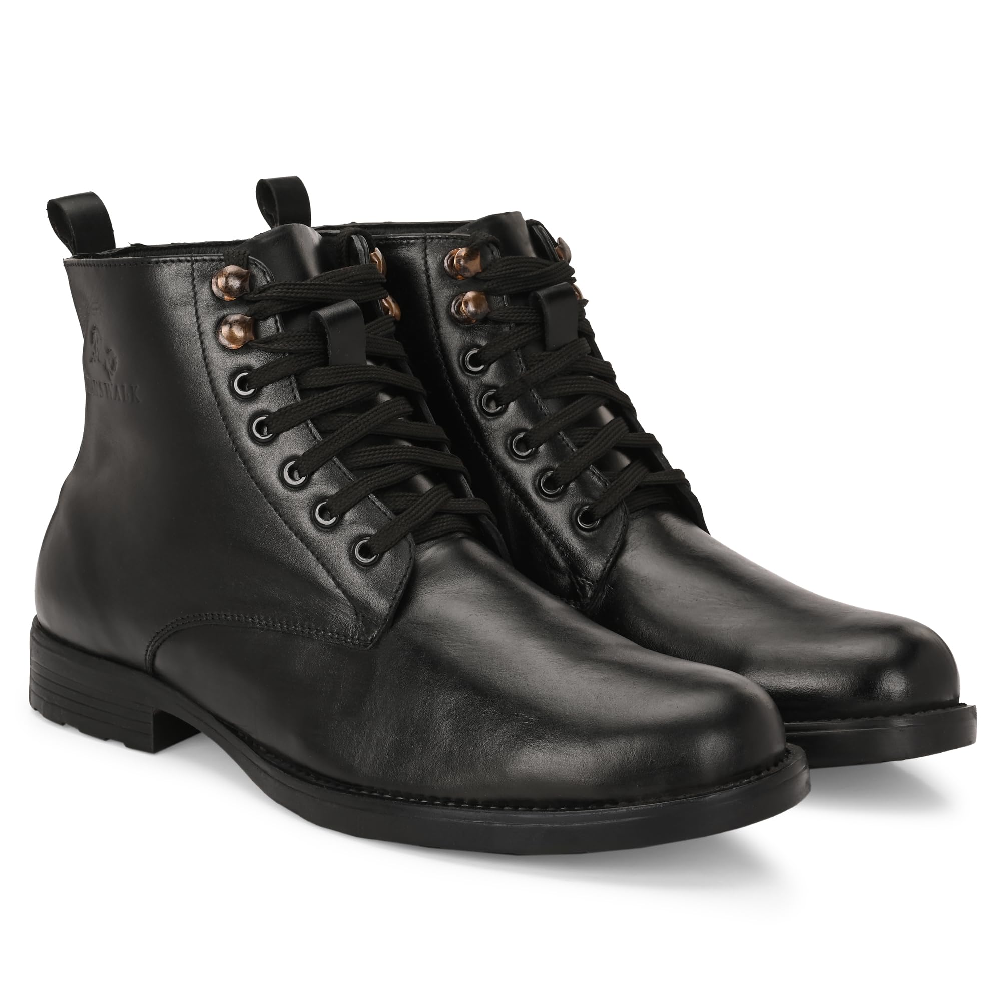 Kaesong Men's Leather Ankle Boots, Black, Lace-up-image-1