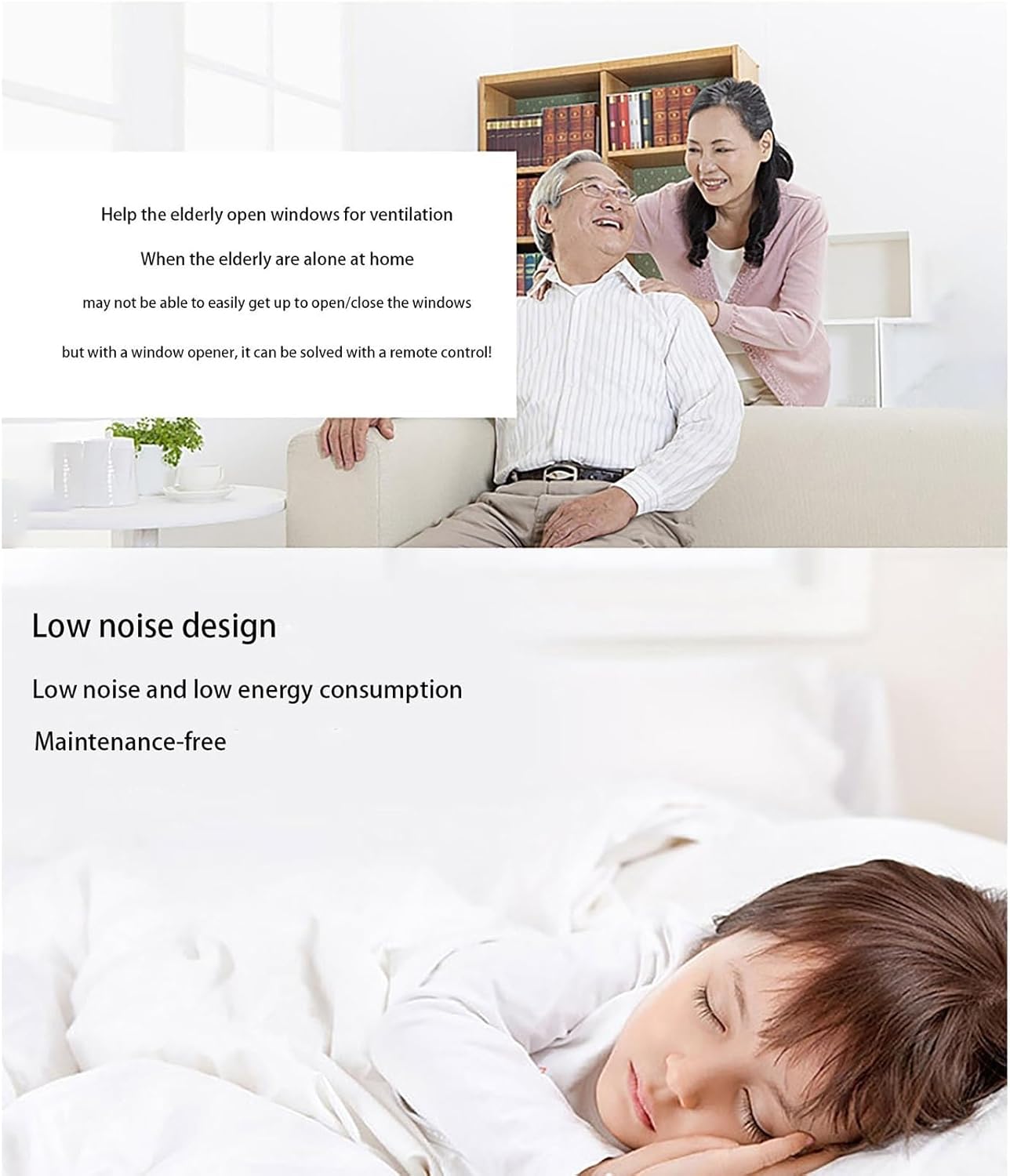 24V Electric Chain Window Opener, Automatic Window Opener Stroke, Stroke 300mm-1000mm, with Remote Control + Switch, No-Load Speed: 10mm/s, for Sliding Windows