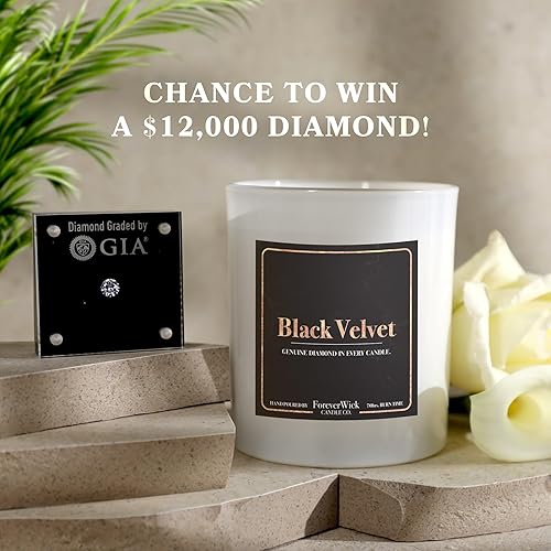Miniatura 6 de Foreverwick - Vela de cera de soja de terciopelo negro Majestic Moss Surprise con diamante dentro de tarro de 14 onzas, velas grandes, perfumadas,