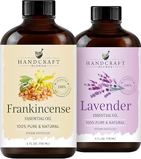 Handcraft Blends Tranquil Ritual Set: Lavender and Frankincense Essential Oils – (2 x 4 Fl Oz) – 100% Pure & Natural – for Diffuser, Aromatherapy, and DIY Projects