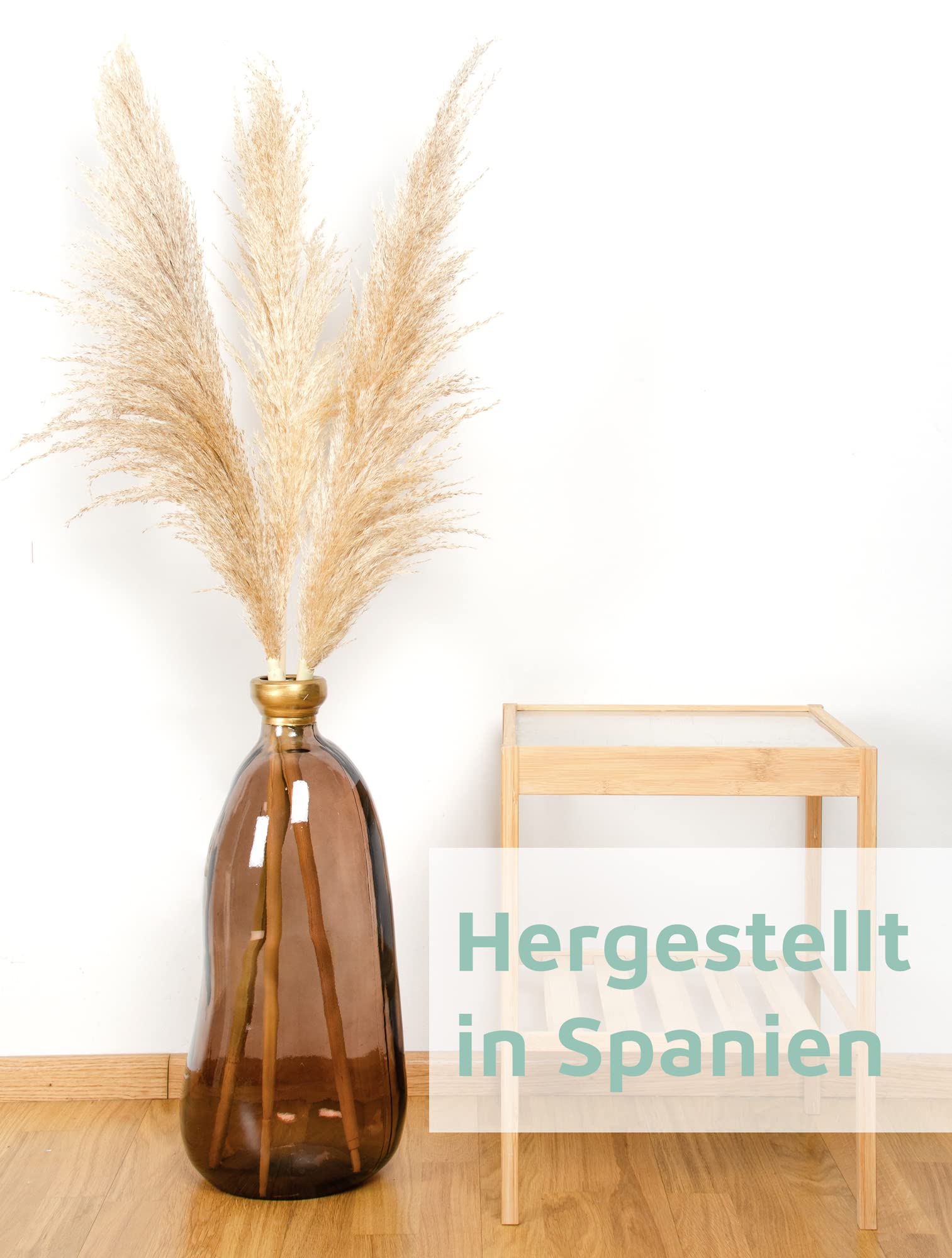 Dekoleidenschaft Grote Decoratieve Vaas Capiz - Bamboe Vloervaas 50 Cm Met Schelpen Voor Droogbloemen