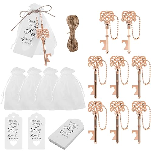 60 PCS Vintage Skeleton Key Bottle Opener with Organza Bags,