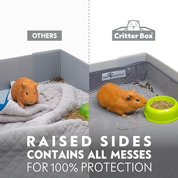Paw Inspired Critter Box Washable Reversible Guinea Pig Cage Liner with Raised Sides C&C 2x3, Gray/Blue
