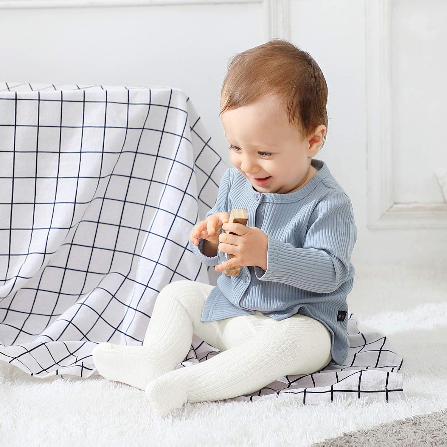 Century Star Toddler Tights for Girls - Cotton Cable Knit Stockings Solid Warm Footed Seamless Leggings 0-12 Years - Image 3