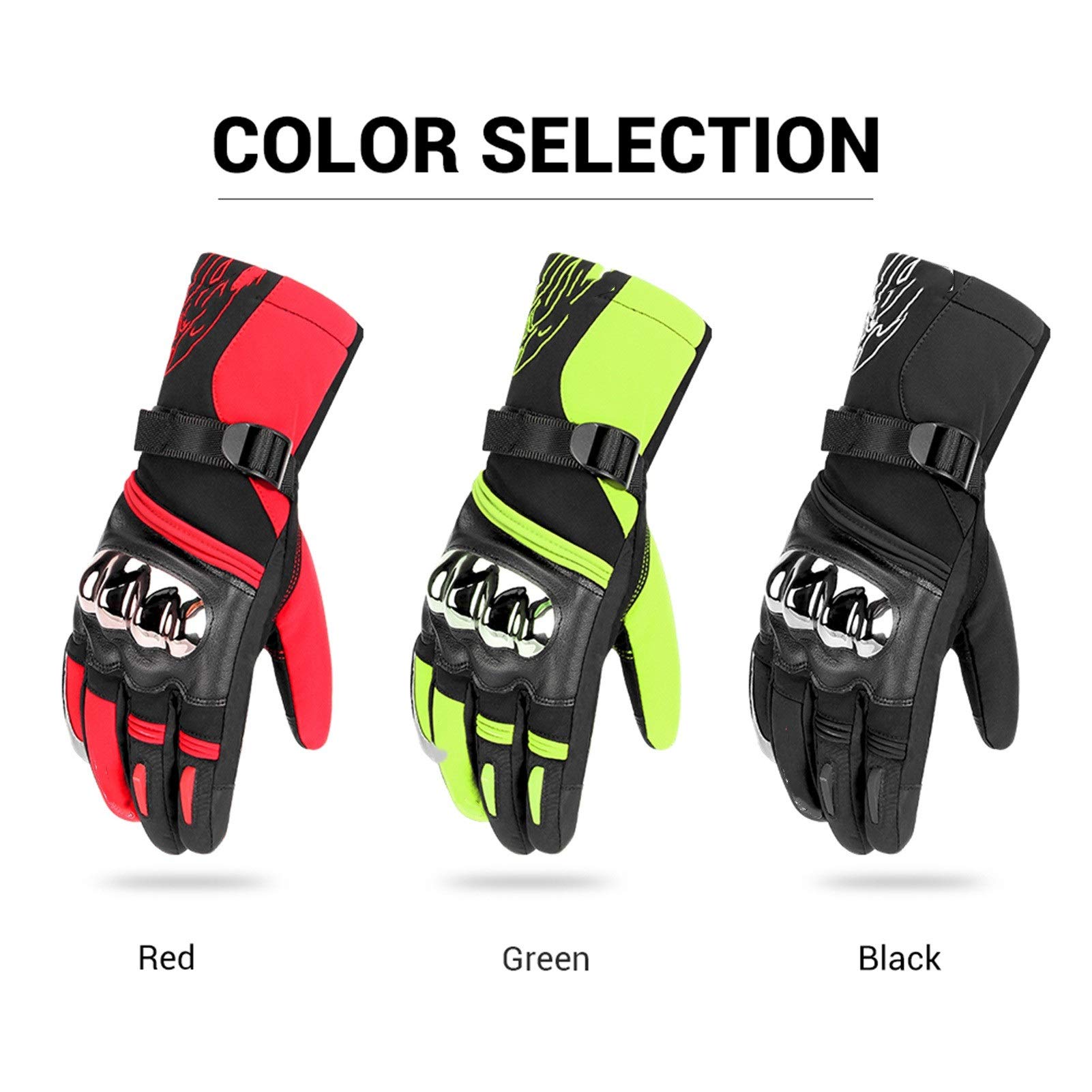 Guantes de Moto, Guantes de Montar, Guantes de Motocicleta, Guantes de Moto, Guantes de Invierno con Forro térmico, Impermeables, Pantalla táctil, Antideslizantes, Guantes de Moto