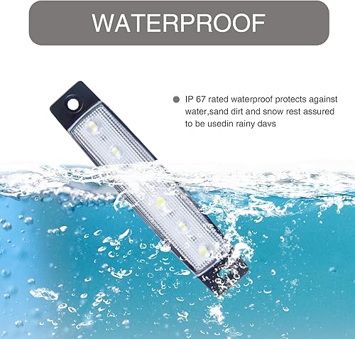 Miniatura 5 de 10 luces LED de señal de giro para automóvil, 3.7 x 0.7 pulgadas, 12 V-24 V, impermeable, súper brillante, tira de luz lateral, luz inferior para