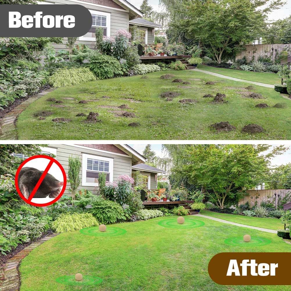 Mole Repellent for Lawns, Gopher Repellent, Vole & Groundhog Repellent Outdoor, Armadillo Repellent, Mole Deterrent for Yard, 5 Balls