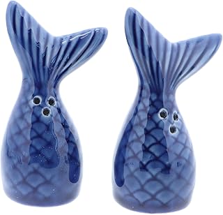Saliera e pepiera in ceramica a tema maritime. Mermaid Tails