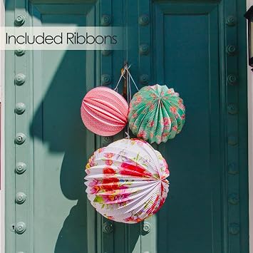 Talking Tables 18 x Hanging Tea Party Decorations Truly Scrumptious Floral Paper Lanterns for Birthday Party, Baby Shower, Wedding or Anniversary, 3 Sizes Bulk Pack Eco Packaging
