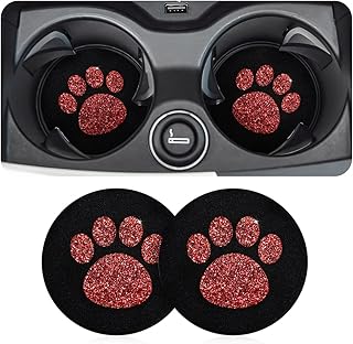 CGEAMDY 2 Piezas Posavasos De Coche, Posavasos Coche Antideslizante De Silicona, Brillante Portavasos Insertar De Coche Universal, Posavasos Redondos, Silicona Cat Paw Auto Cupholder (Rojo)