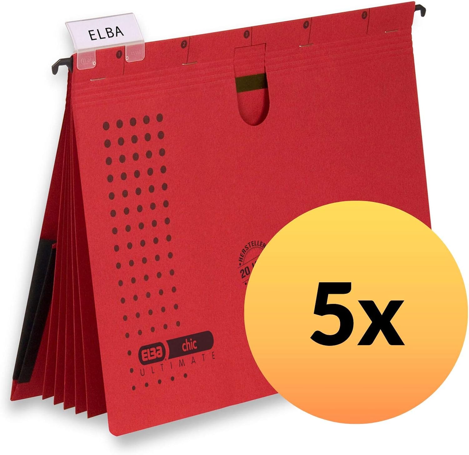 ELBA Chic Multi Suspension File for A4 Cardboard Red Pack of 5