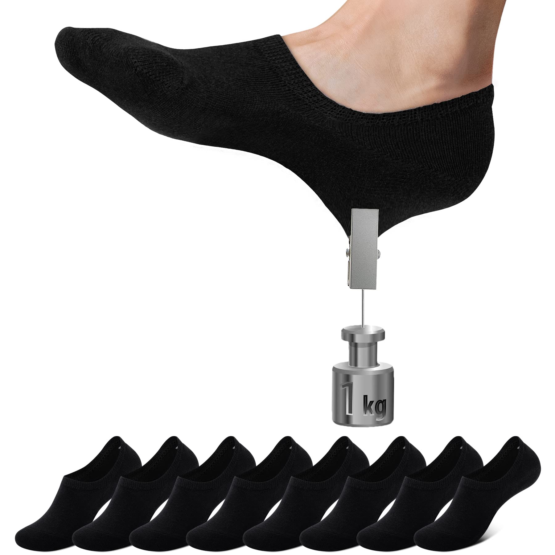 Falechay Sneaker Socken Damen Füßlinge 8 Paar No Show Unsichtbare Socken Unisex Schwarz Weiß Grau Hautfarbe 35-38 39-42 43-46