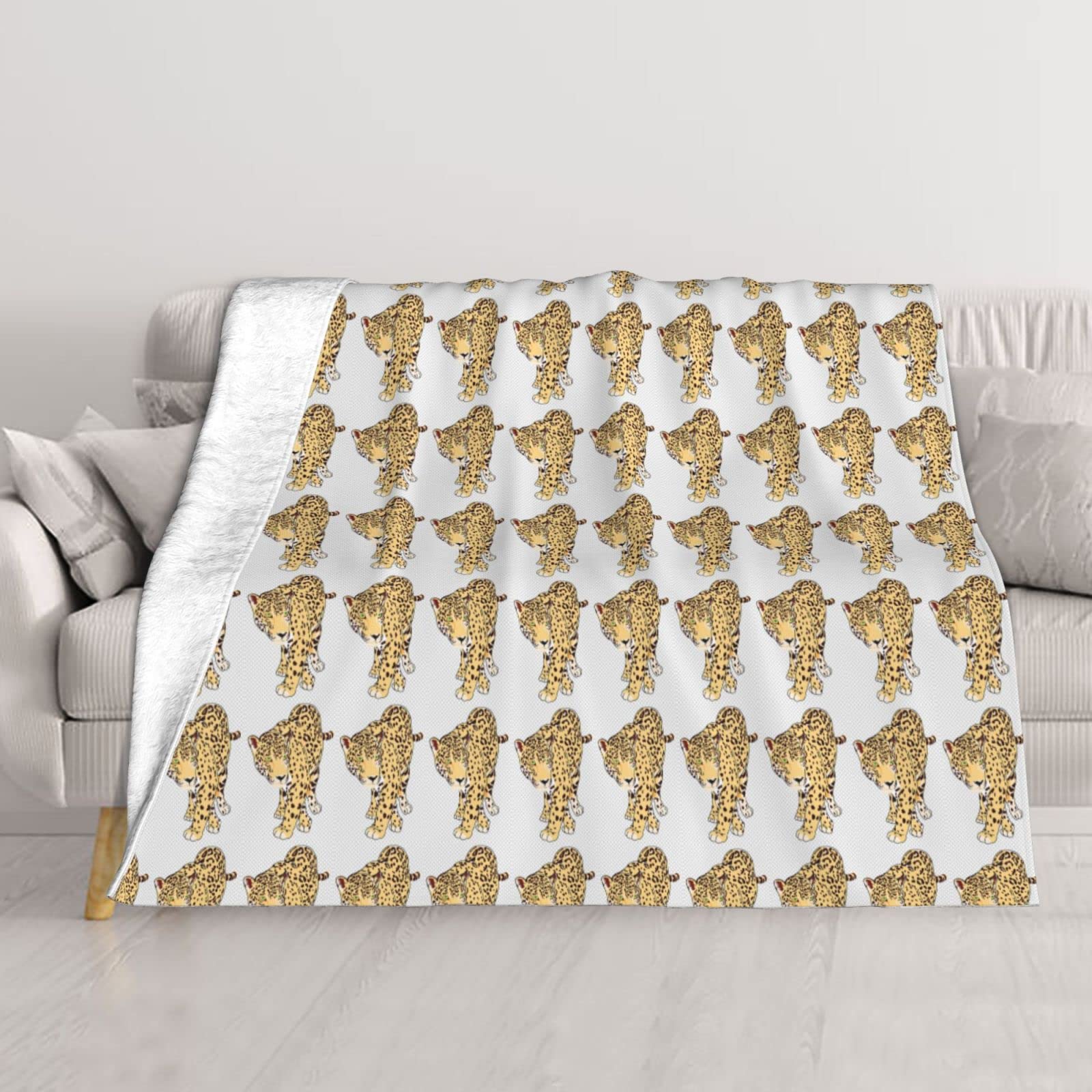 Couverture en peluche guépard 203x152 cm pour lit et canapé