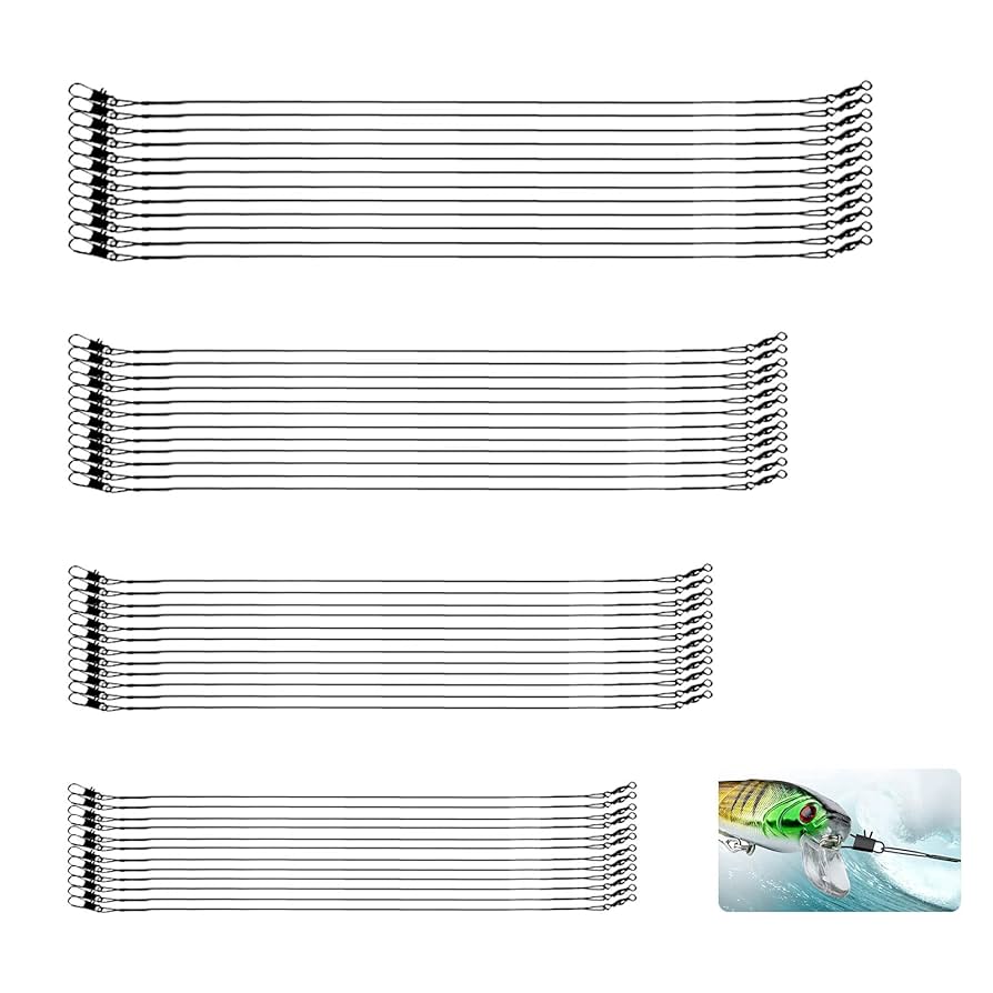 100LB Heavy Duty Fshng Stanless Steel Wre Leaders /Swvels & Snaps