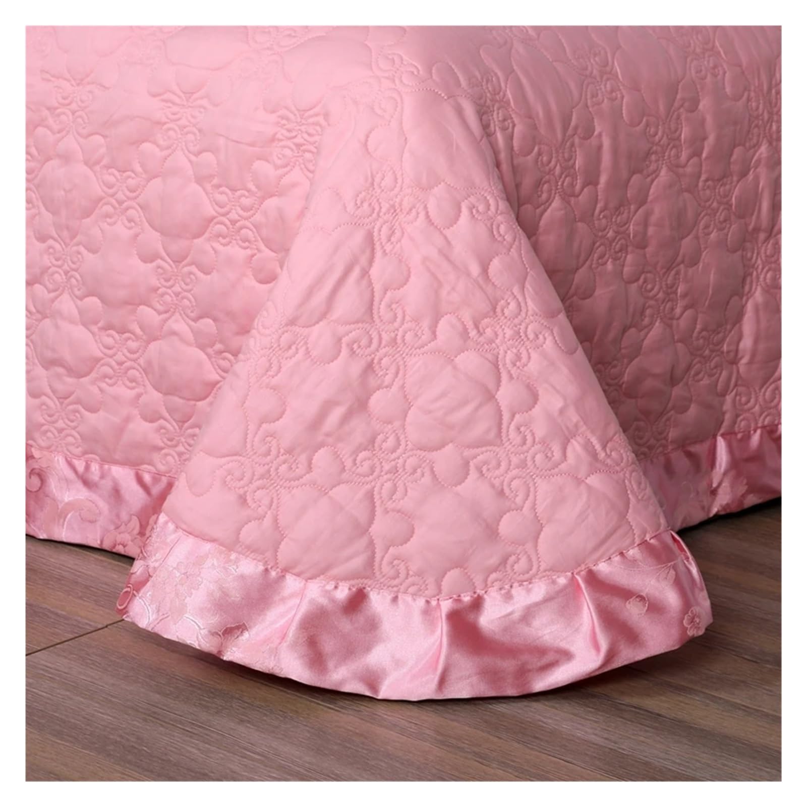 4-częściowy luksusowy zestaw pościeli z jedwabiu i bawełny, poszewka na kołdrę na łóżko typu king-size(Pink,Queen)