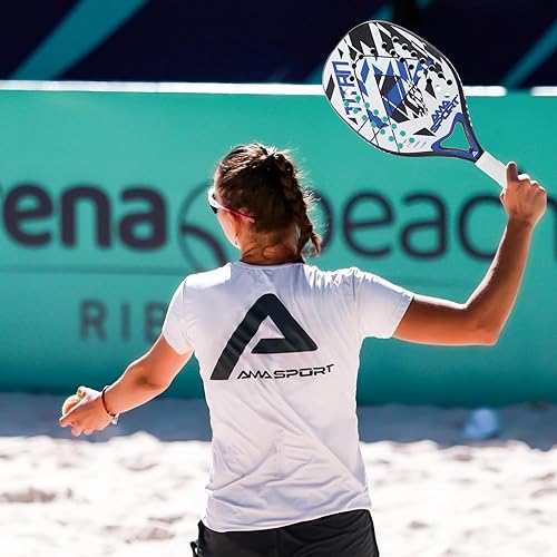 Vista 5 de AMA SPORT Raqueta de tenis de playa de fibra de carbono con núcleo de espuma EVA, palas de tenis de playa de carbono profesional para jugadores