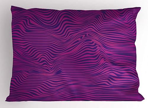 Ambesonne Synthwave - Funda de almohada, diseño bicolor abstracto retro inspirado en los años 80, diseño de rayas onduladas, funda de almohada
