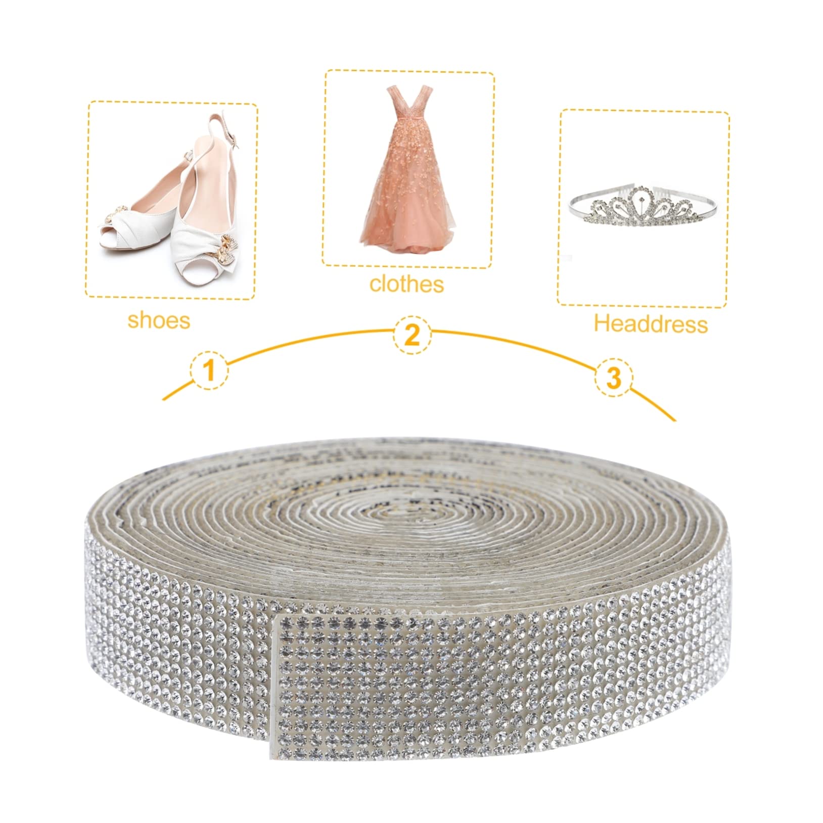 SEWACC 2stücke Yards Selbstklebendes Kristall Strassband Für Bastelarbeiten Glitzernde Rhinestone-rolle Zur Hochzeits Und Partydekoration Reihen à