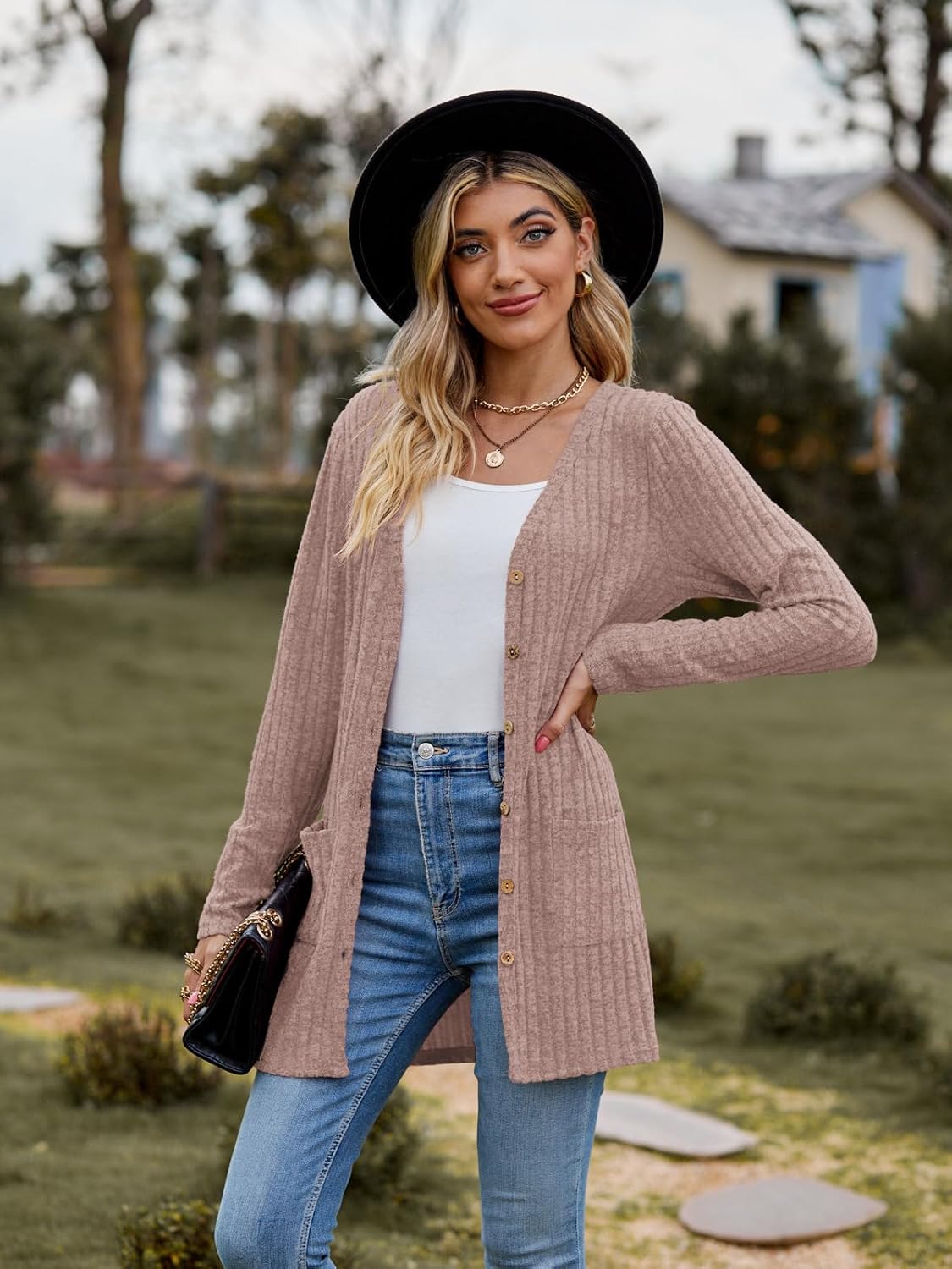 Women’s 2025 Fall Fashion Cardigan Lightweight Soft Knit Cardigan for Women Long Sleeve Open Front Coat with Pockets - Image 3