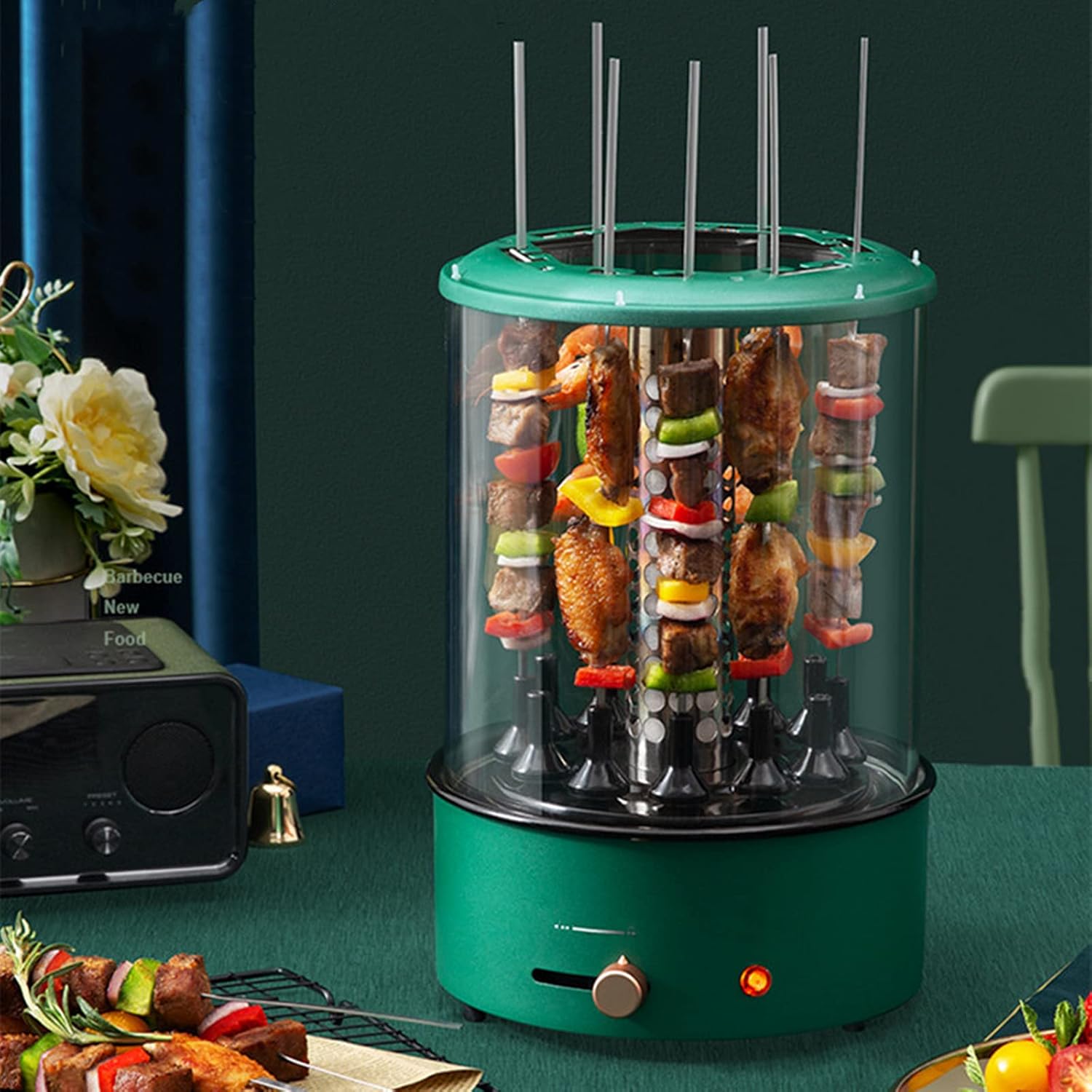 Electric Grill Automatic Rotating Grill 1100w High Power Detachable Cleaning Household Barbecue Machine Suitable for Family