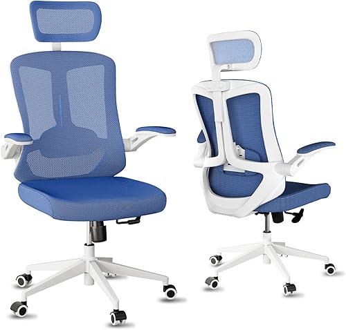 Silla de oficina de malla, ergonómica con soporte lumbar, color negro, estilo moderno, respaldo de malla, bloqueo de inclinación de 90-135, peso