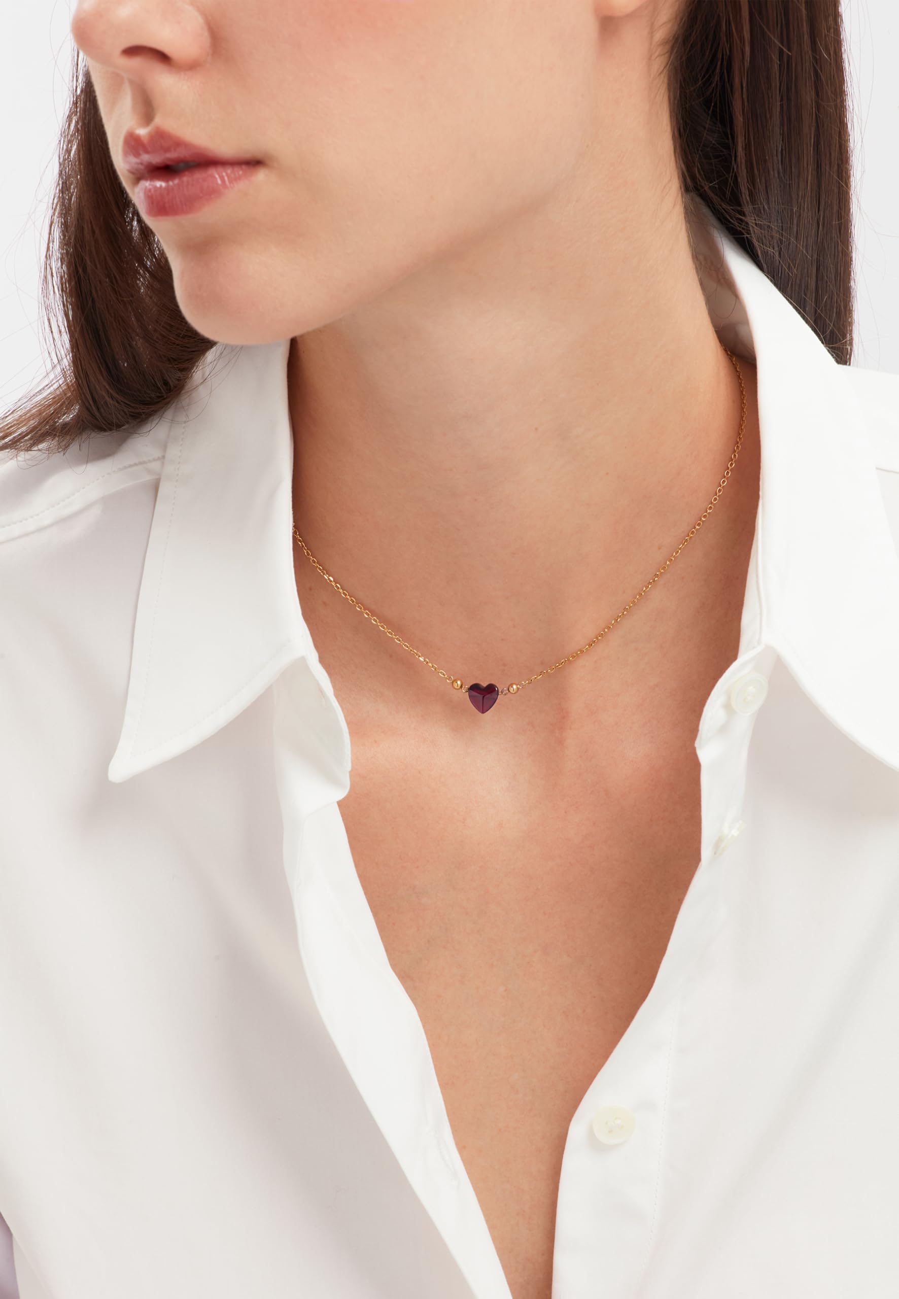 Breil, Collezione Candy, Collana Donna in Acciaio Lucido Effetto Specchio e Pietra a Forma di Cuore, Chiusura Regolabile, Collana con Cuore da 45 Cm