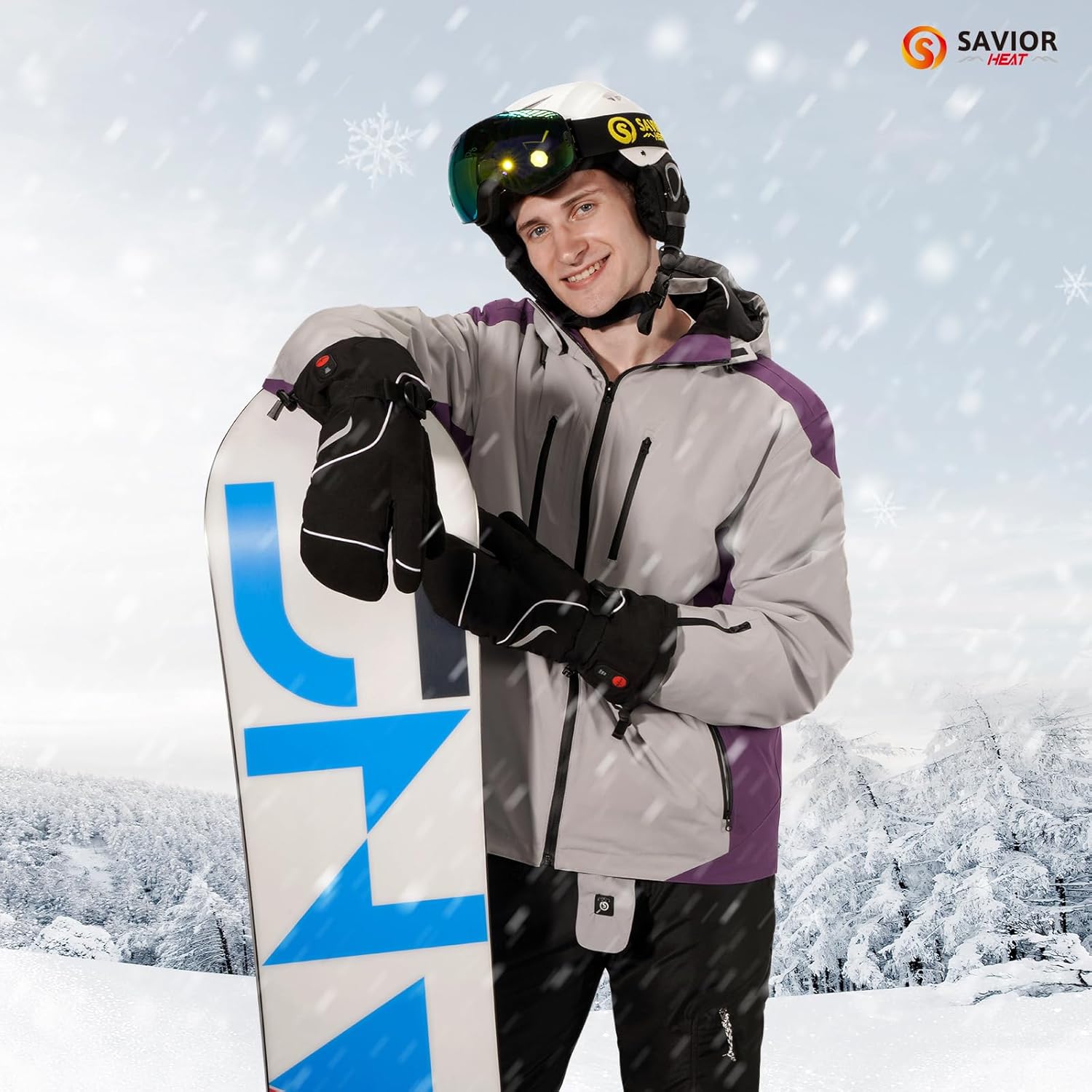 Heated Mittens Battery Gloves Men Women, SAVIOR HEAT Flexible Crab Finger Rechargeable Ski Mitten with 7.4V 2200mAh Battery for Winter Snow Skating Camping Hunting Hiking Motorcycle