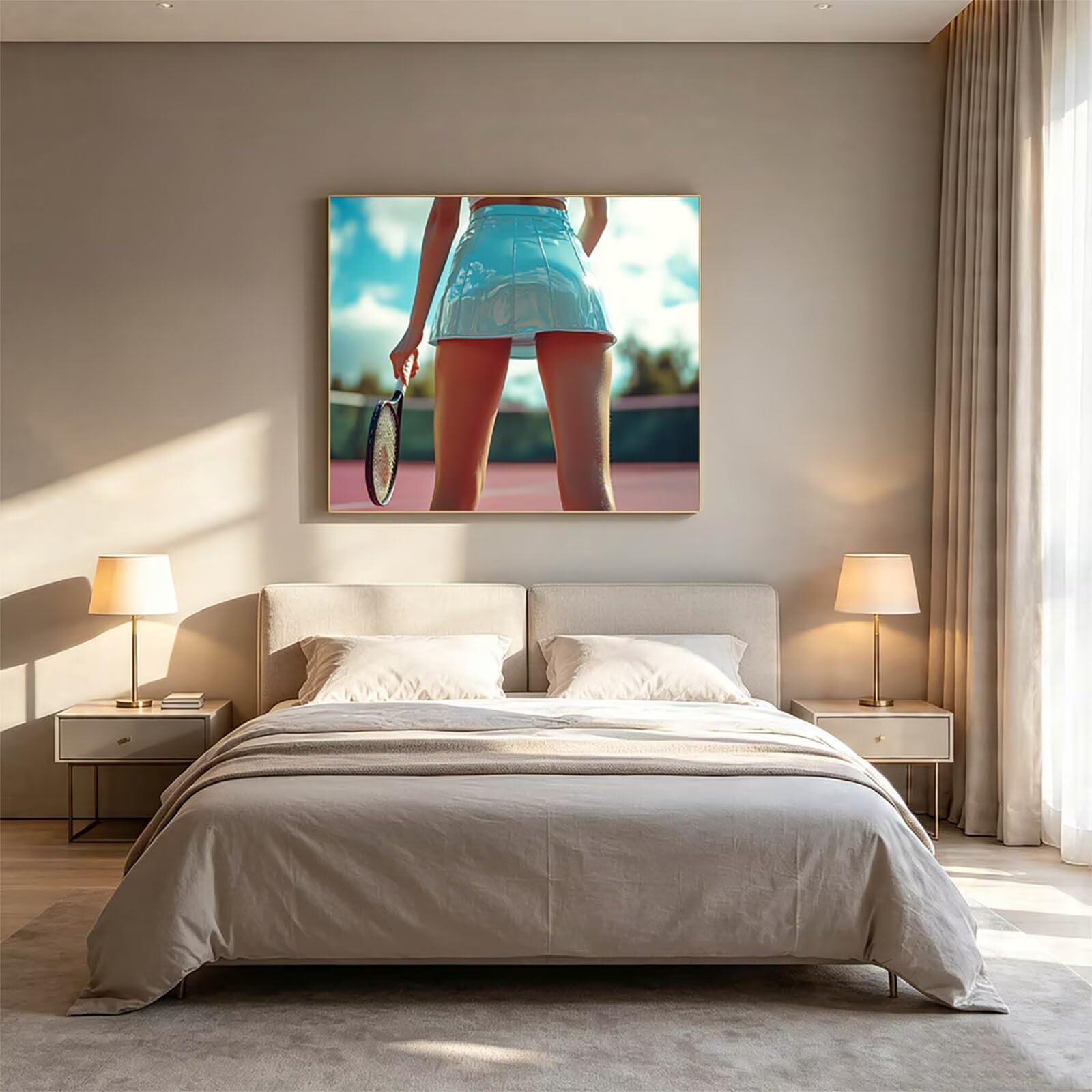 Malen Nach Zahlen Erwachsene Frau Leinwand zum Bemalen 70x95cm ZSHS-0720 | Diy Set Erwachsene mit Acrylfarben Set Pinselset Farbenfrohe Leinwand Tennis für Deko Wohnzimmer Geschenke für Frauen