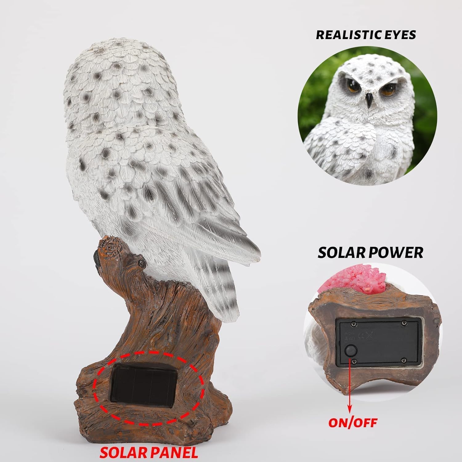 WARDENA Owl Decorations with Solar Lights Flowers, Resin Waterproof Owl Figurine for Indoor Outdoor Patio Yard Lawn Garden Decor (Pink) : Everything Else