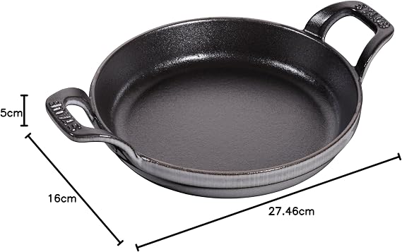 STAUB 40509-552-0 Cast Iron Round Roasting Dish, Grey, 16 cm