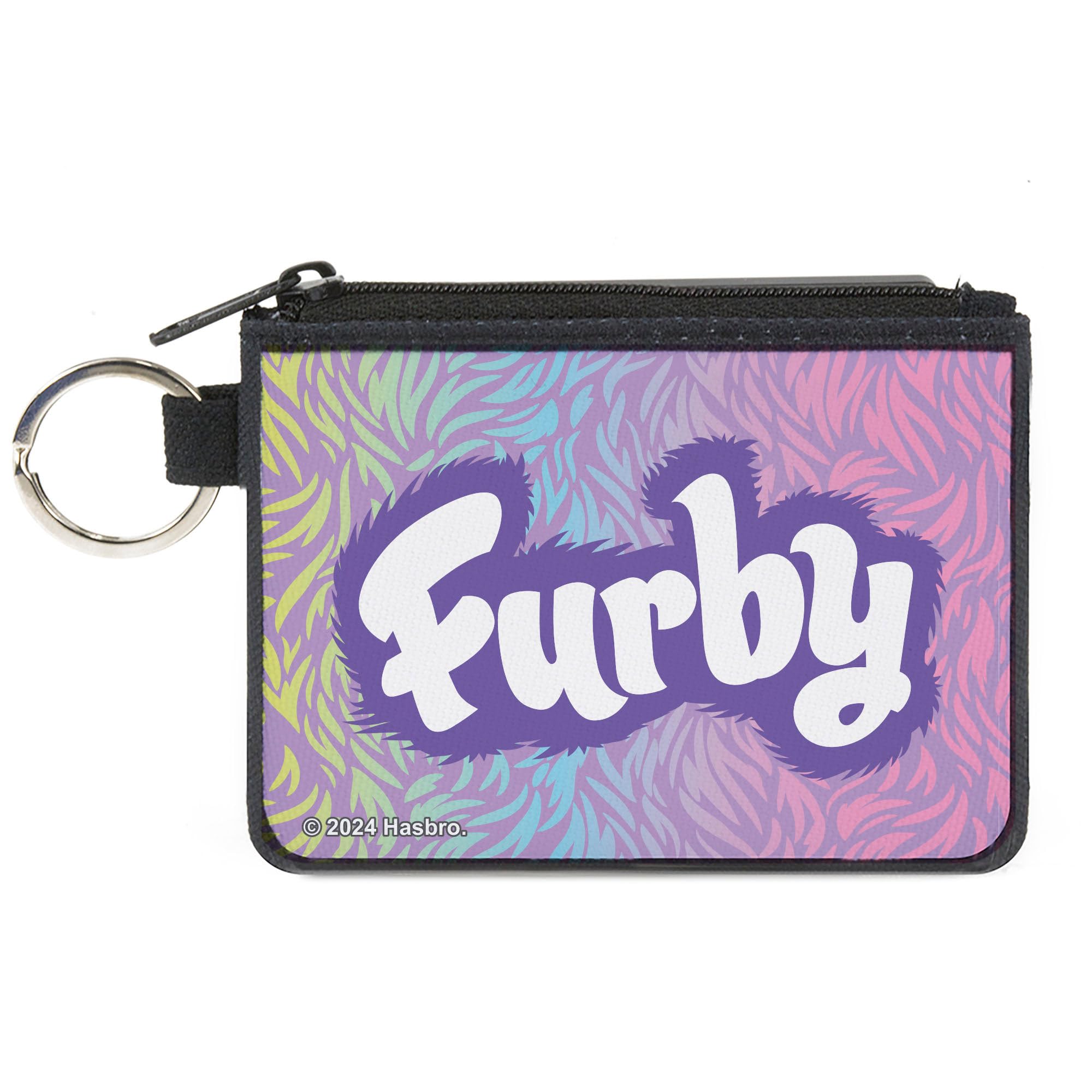 Buckle-Down Furby Wallet, Coin Purse, Furby Title Logo Fur Print Multi Color Purple White, Canvas