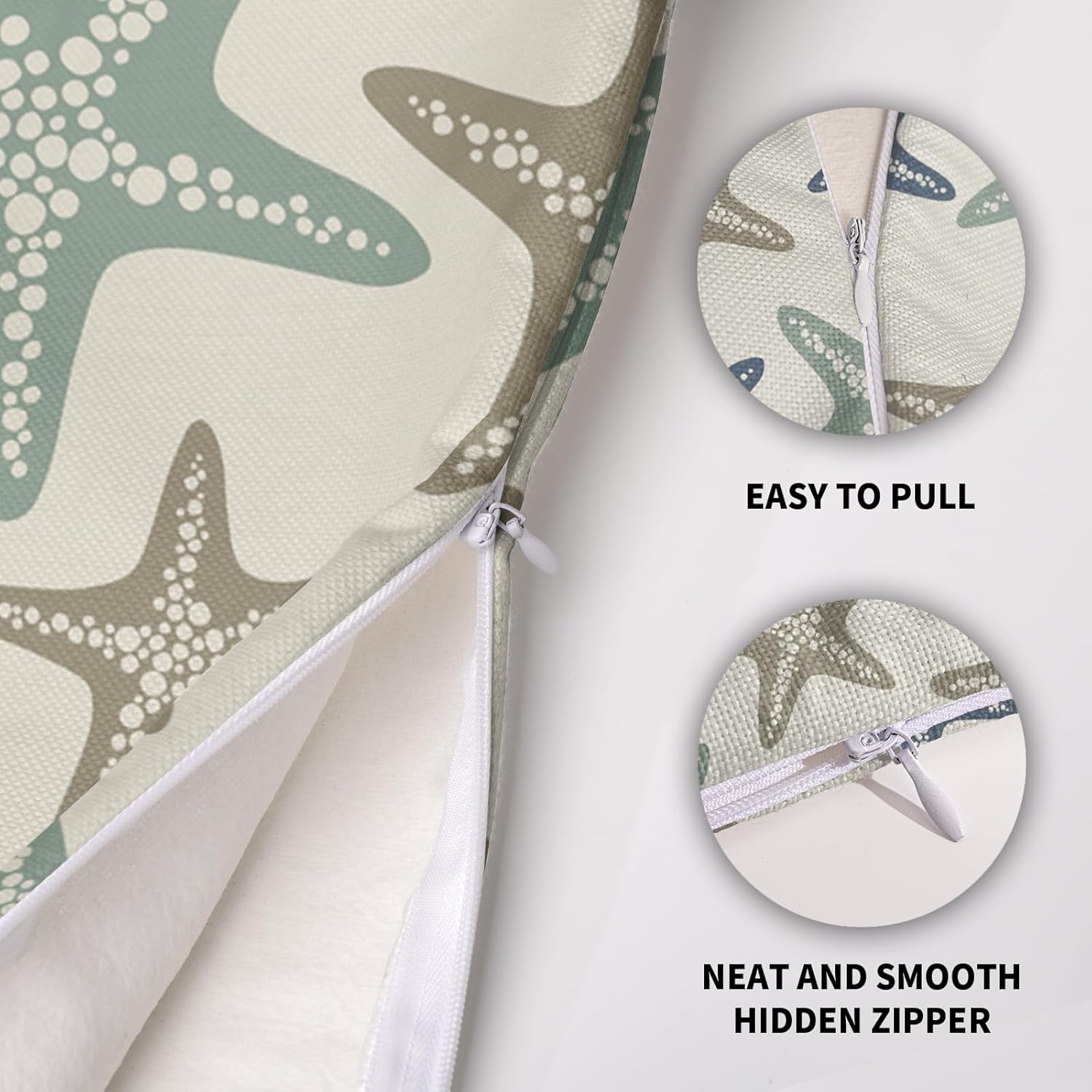 Beach Pillow Covers 18X18 Set of 2, Coastal Themed Starfish Summer Beachy Ocean Print Decorative Throw Pillowcases Outdoor Farmhouse Seasonal Cushion Cases Couch Sofa Bed Decor - Image 6