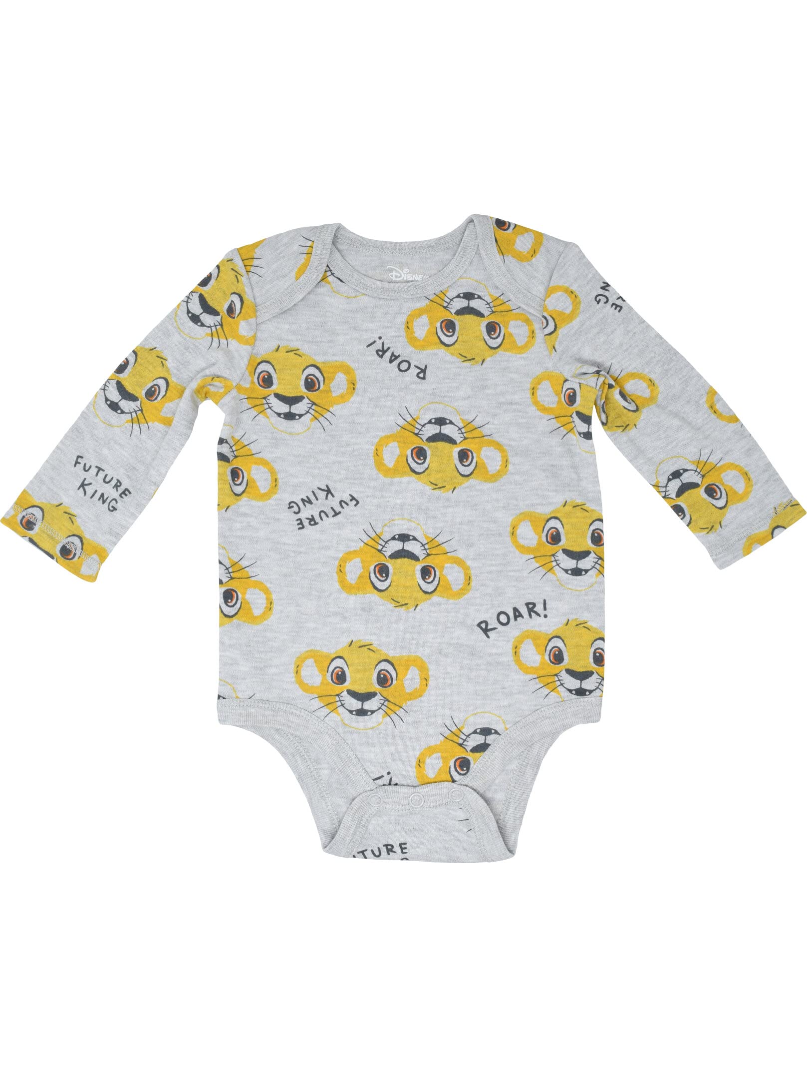 Disney Lion King Baby Boys 3 Pack Long Sleeve Bodysuits Green/White/Gray 18 Months
