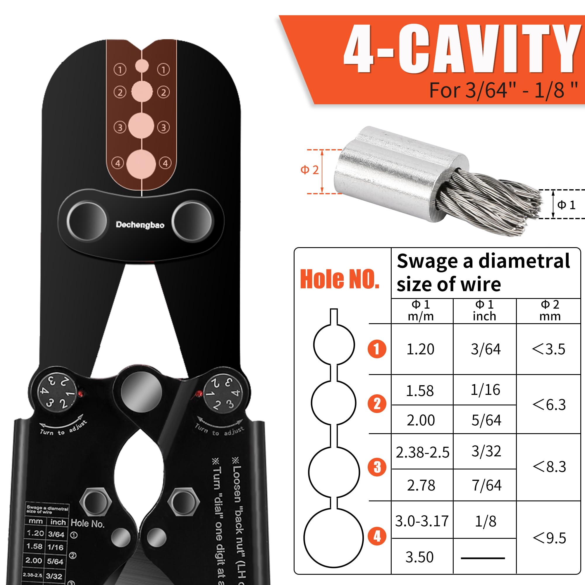 Herramienta de estampación prensado cable acero manguitos dúplex cobre aluminio férulas cortador incorporado