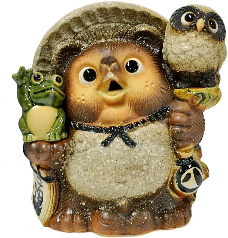 Shigaraki Pottery Vintage Style 10.23'' Raccoon Dog Mangan Jouju Tanuki