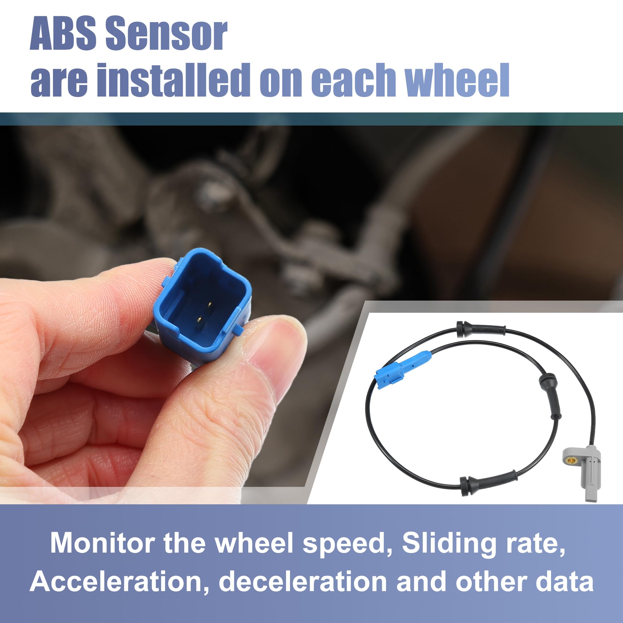 QUARKZMAN ABS Raddrehzahlsensor Für Peugeot 206 2A/C 1998-2019 2 Stück | Schwarz, Material Kunststoff Metall, Gesamtlänge 94cm, OE-Nr. 4545A3/9640921980, Für Peugeot 206 CC 00-08 Cabriolet