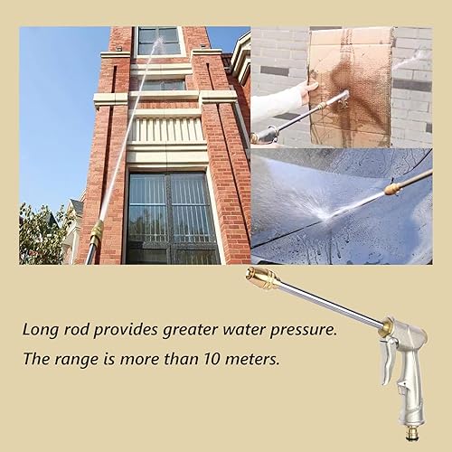 Miniatura 5 de Boquilla de manguera de jardín, rociador de agua de metal resistente para exteriores, accesorio de manguera de alta presión, pistola de boquilla de